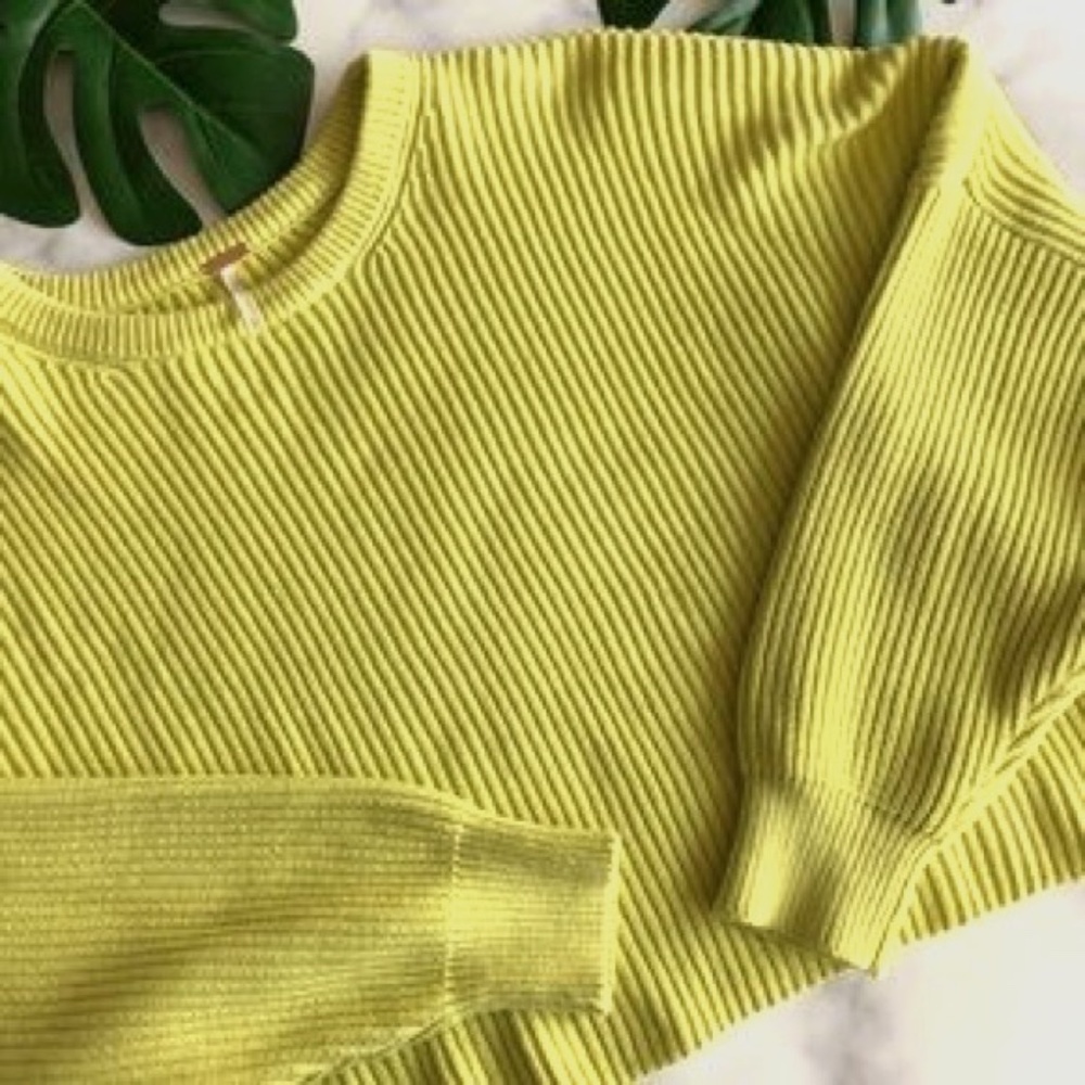 Free People lime green festival pier sweater